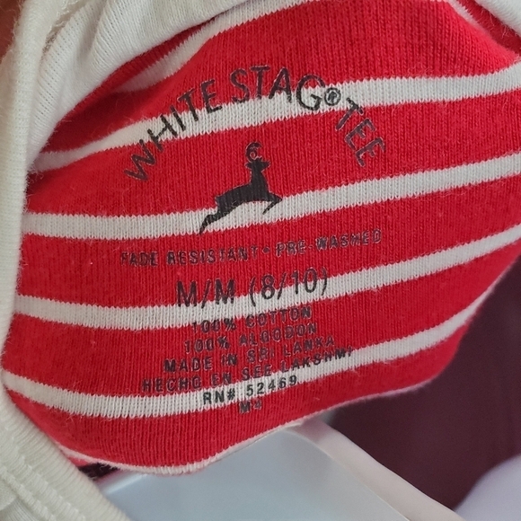 White Stag Shirt Women Medium Striped Short Sleeve Red White - Picture 5 of 6